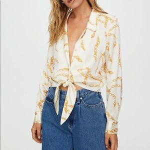 Aritzia - Wilfred Tie-front Blouse - Giselle/Cairo Gold